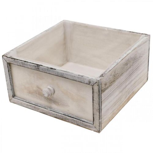 Floristik24 Pflanzgefäß Holzschublade Antik Look Creme 24/20/16/12cm 4er-Set