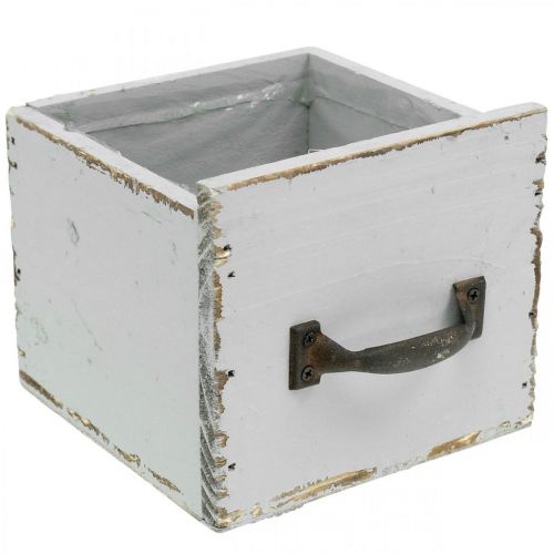 Pflanzschublade Shabby Chic Holz Schublade Grau 12,5×12,5×11cm
