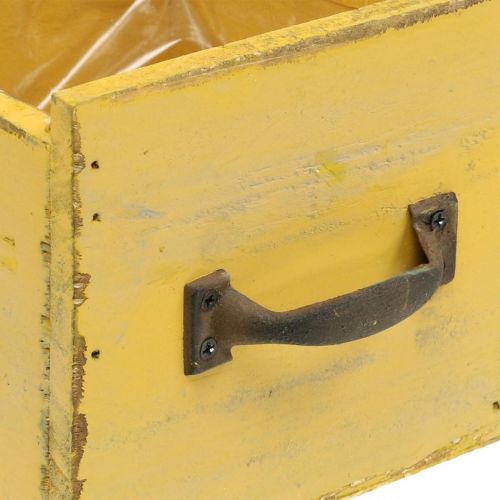 Floristik24 Deko-Schublade Vintage Pflanzgefäß Holz Gelb 12,5×12,5×11cm