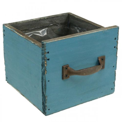 Floristik24 Pflanz-Schublade Blau Holzdeko Shabby Chic 12,5×12,5×11cm