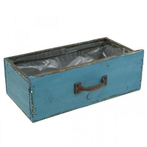 Floristik24 Pflanzkasten Schublade Holz Shabby Chic Blau 25x13x9cm