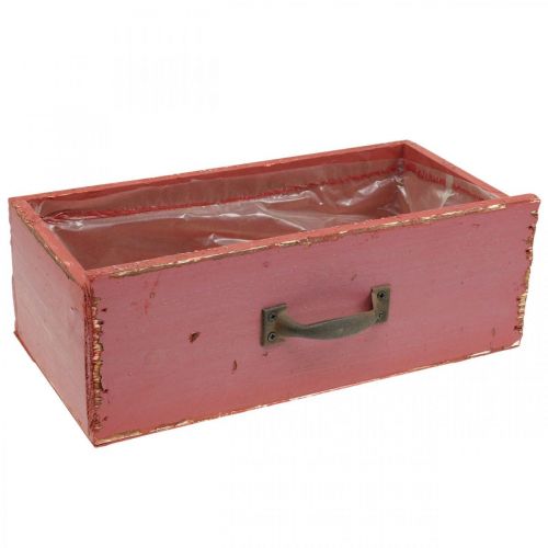 Floristik24 Pflanzgefäß Holz-Schublade Shabby Chic Rot 25x13x9cm