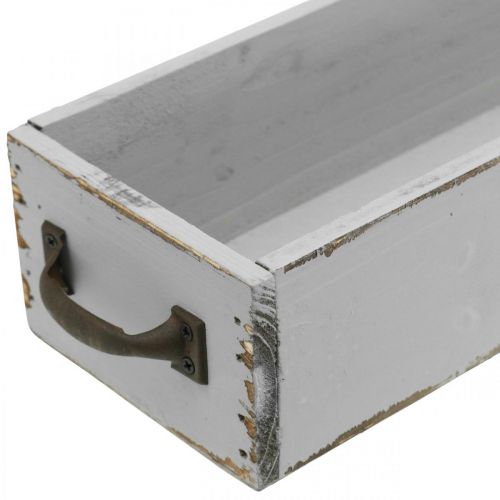 Dekotablett Holz Pflanz-Schublade Shabby Chic Grau 65×11×7cm