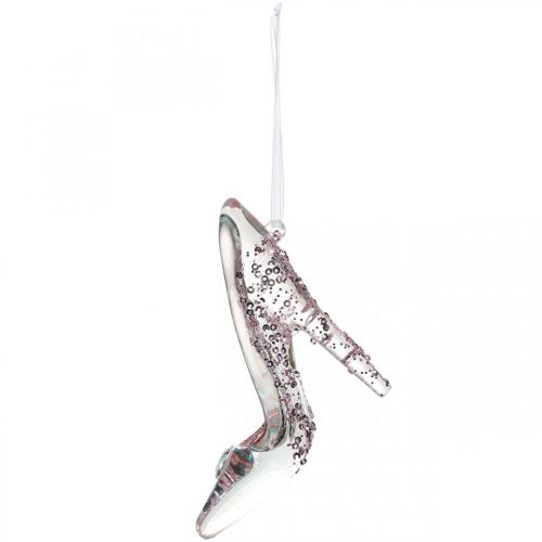 Floristik24 Glitzernder Deko-Schuh, Baumschmuck, Märchenschuh, Rosa Kunststoff H10cm