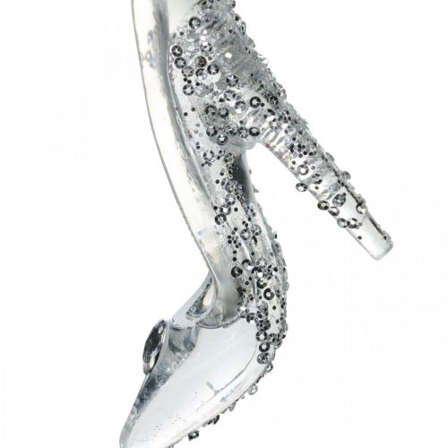 Floristik24 Schuh zum Hängen, Christbaumschmuck, Pumps mit Glitter, Silbern Kunststoff H10cm