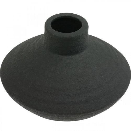 Floristik24 Schwarze Keramik Vase Deko Vase flach bauchig H10cm