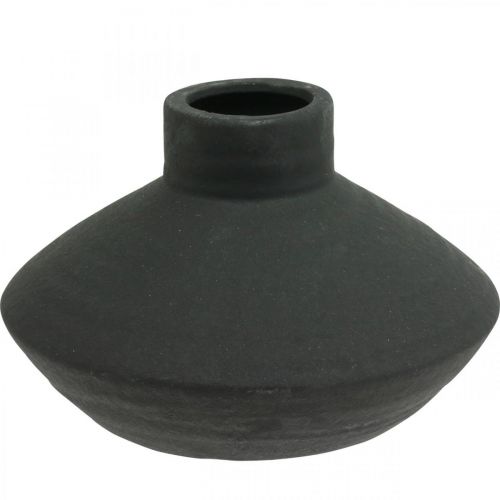 Floristik24 Schwarze Keramik Vase Deko Vase flach bauchig H12,5cm