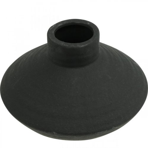Artikel Schwarze Keramik Vase Deko Vase flach bauchig H12,5cm