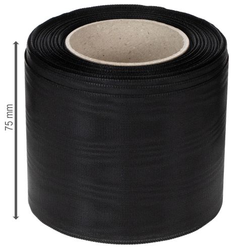 Schwarzes Acetat-Kranzband 75 mm x 25 m für Schleifendruck und Dekoration | Floristik24.at