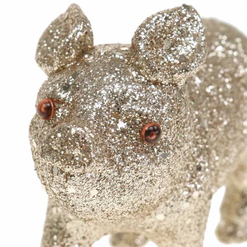 Artikel Deko Schwein Glitter Champagner 10cm 8St