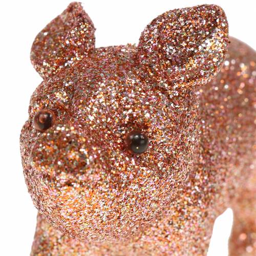 Floristik24 Deko Schwein Glitter Rosa 10cm 8St