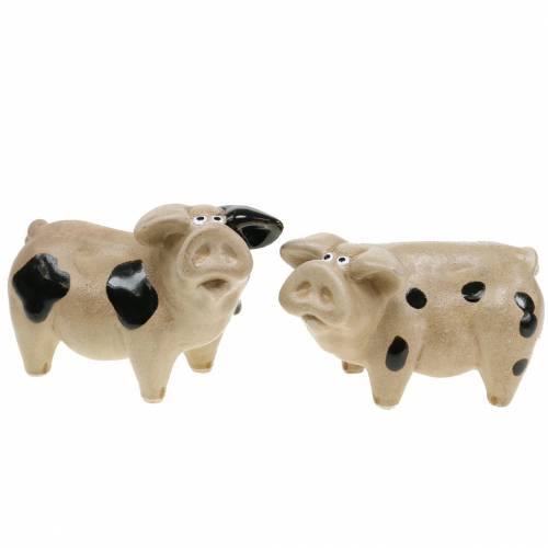 Schwein gefleckt Keramik 11cm 2er-Set