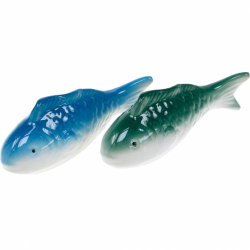 Floristik24 Schwimmfische Blau/Grün Keramik 11,5cm 2St