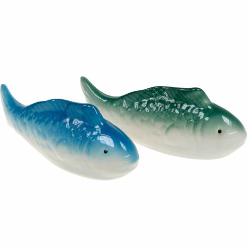 Floristik24 Schwimmfische Blau/Grün Keramik 16cm 2St