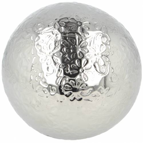 Floristik24 Schwimmkugel Blüten Silbern Metall Ø10cm