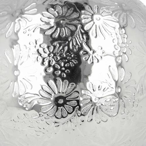 Floristik24 Schwimmkugel Blüten Silbern Metall Ø10cm