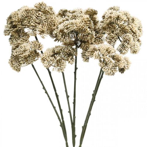 Sedum Kunstblume Fetthenne Creme Blumendeko Herbst 70cm 3St