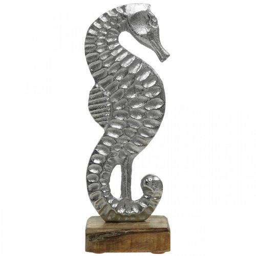 Floristik24 Seepferdchen zum Stellen, Meerdeko aus Metall, maritime Skulptur Silbern, Naturfarben H22cm