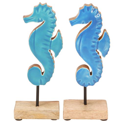 Seepferdchen Deko Holz Blau Natur Maritim H21cm 2St