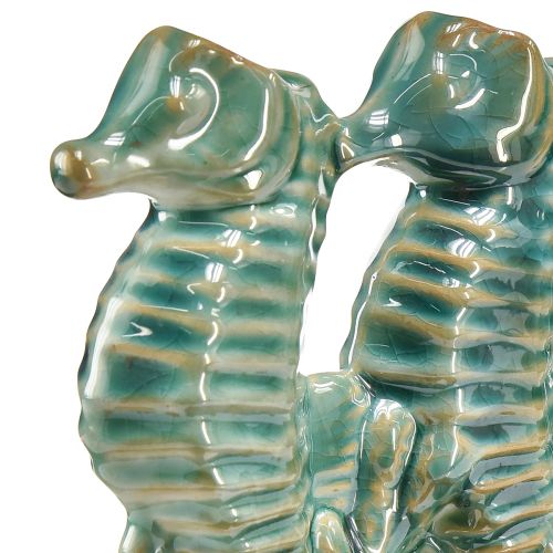 Floristik24 Seepferdchen Keramik Blumenvase Blau Grün L21cm 2St