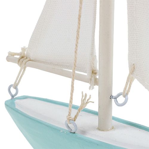 Floristik24 Segelboot zum Stellen 14cm x 15,5cm Blau-Weiß