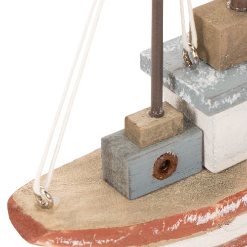 Dekoschiff Schiffsmodell Holzboot mit Metall-Masten 20 cm mehrfarbig für Fensterbank | Floristik24.at