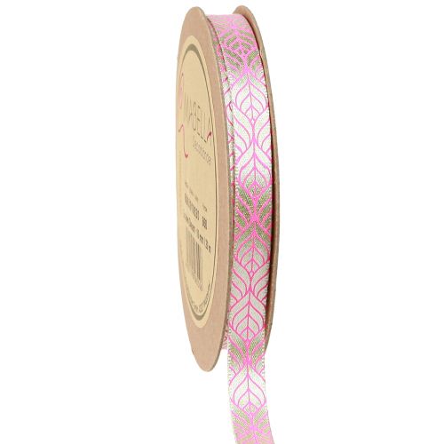 Artikel Seidenband Blätter Geschenkband Beige Pink 10mm 20m