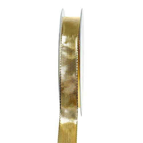 Floristik24 Geschenkband Gold mit Drahtkante 15mm 25m
