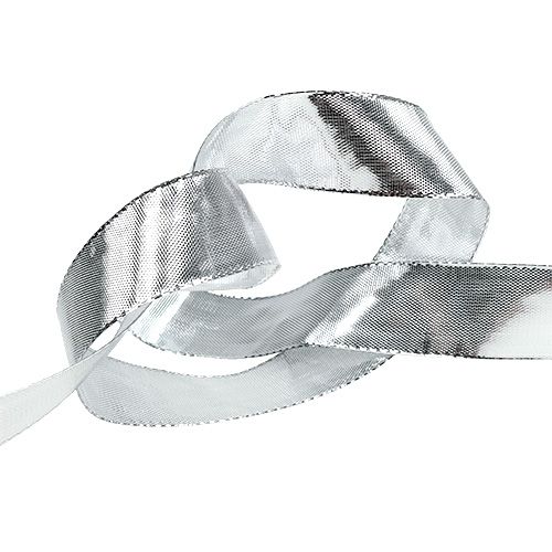 Artikel Geschenkband Silber mit Drahtkante 25mm 25m