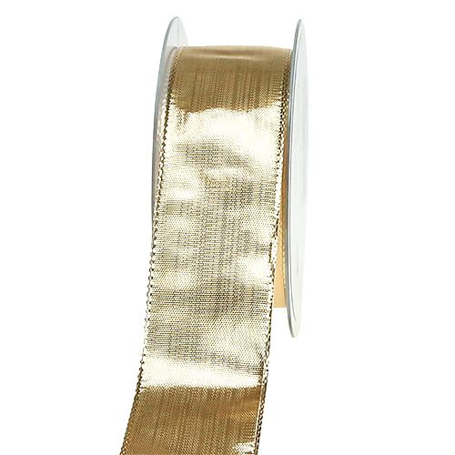 Floristik24 Geschenkband Gold mit Drahtkante 40mm 25m