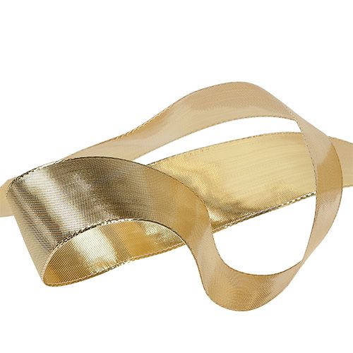 Artikel Geschenkband Gold mit Drahtkante 40mm 25m