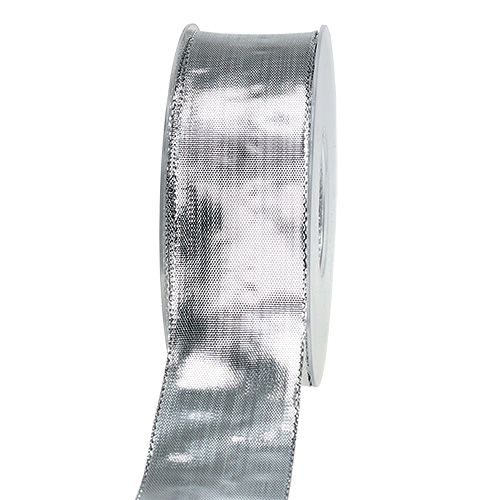 Geschenkband Silber mit Drahtkante 40mm 25m
