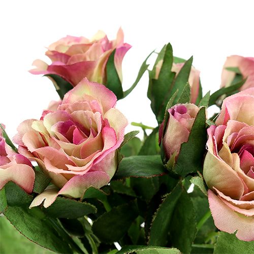 Seidenstoffblumen Rosenstrauß L26cm Altrosa 3St | Floristik24.at
