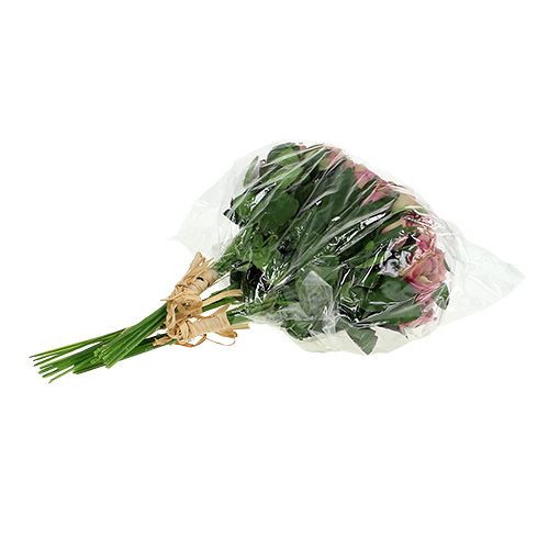Seidenstoffblumen Rosenstrauß L26cm Altrosa 3St | Floristik24.at