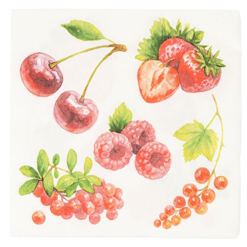 Papierservietten Beerenmotiv 3-lagig 33x33 cm 20 Stück | Floristik24.at
