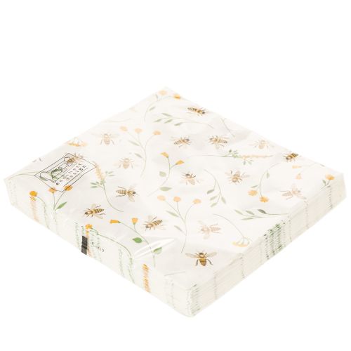 Bienen-Servietten aus Papier mit Blumenmotiv 33x33cm 20 Stück für Tischdekoration | Floristik24.at