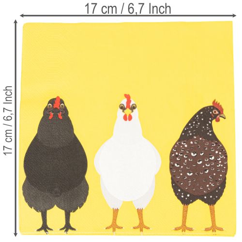 Papierservietten Hühner-Motiv Gelb 33cm 20 Stück | Floristik24.at