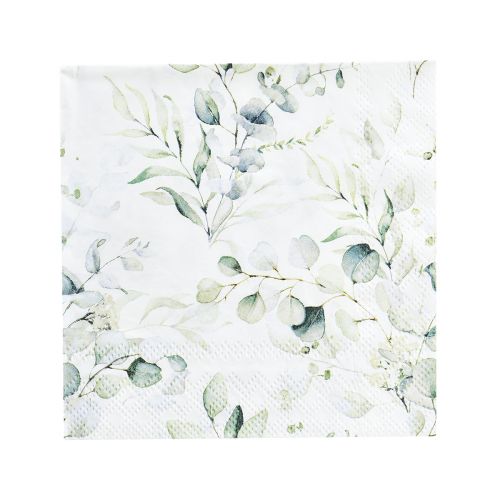 Floristik24 Servietten Eukalyptus Deko Tischdeko Weiß 25x25cm 20 St