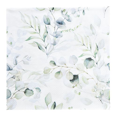 Floristik24 Servietten Motiv Eukalyptus Weiß Grün 33x33cm 20 St