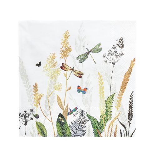 Artikel Servietten Sommer Weiß Motiv Wiese Farbig 25x25cm 20St