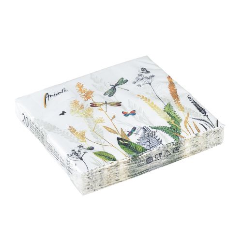 Floristik24 Servietten Sommer Weiß Motiv Wiese Farbig 25x25cm 20 St