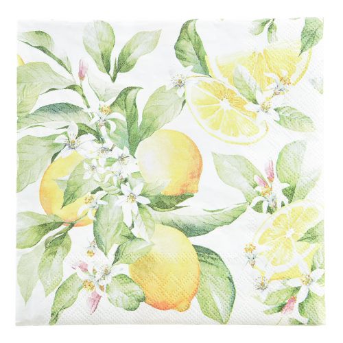 Floristik24 Servietten Weiß mit Zitronen Sommerdeko 33x33cm 20 St