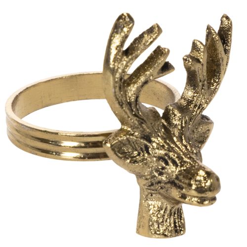 Serviettenring aus Metall in Gold mit Hirschkopf 6 cm 4er Set bestellen | Floristik24.at