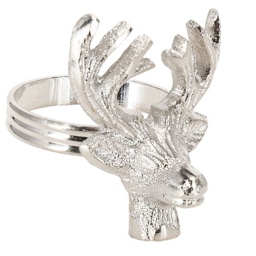 Floristik24 Serviettenringe Silber Hirsch Metall Serviettenhalter Ø4cm 4 St