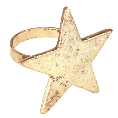 Floristik24 Serviettenringe Stern Gold Antik Optik Metall 6,5cm Ø4cm 4 St