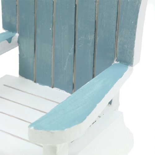 Floristik24 Deko Stuhl aus Holz Weiß-Türkis-Grau H16cm