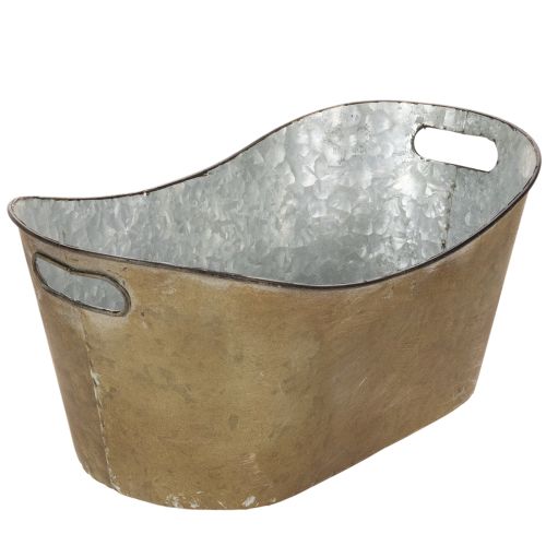 Set Metall-Übertopf Wanne oval 3-teilig L32,5/36,5/41,5cm Kupferfarben/Weiß | Floristik24.at