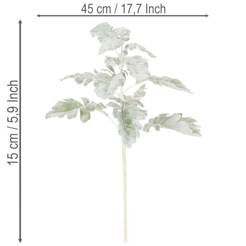 Künstlicher Senecio-Zweig Silberblatt 45cm 3 Stück in Silbergrau | Floristik24.at
