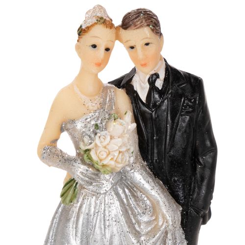 Silbernes Hochzeitspaar aus Polyresin 10cm für Tisch- und Torten-Dekoration | Floristik24.at