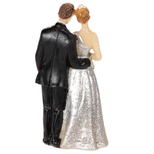 Silbernes Hochzeitspaar aus Polyresin 10cm für Tisch- und Torten-Dekoration | Floristik24.at